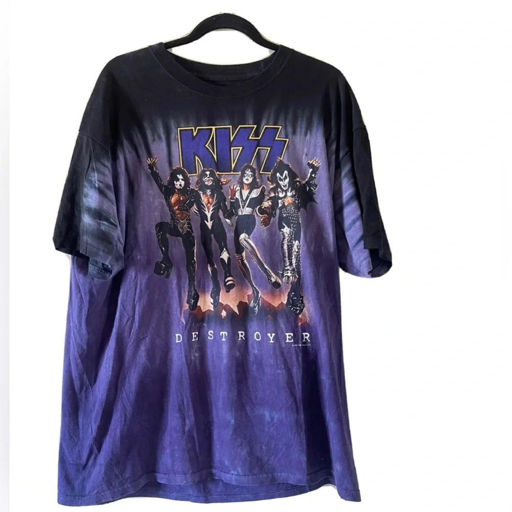 vintage y2k band tee Kiss tie dye destroyer Tour t shirt sz xl RARE Unisex